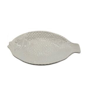 Vintage McCoy White Pottery Fish Platter, Oven Proof